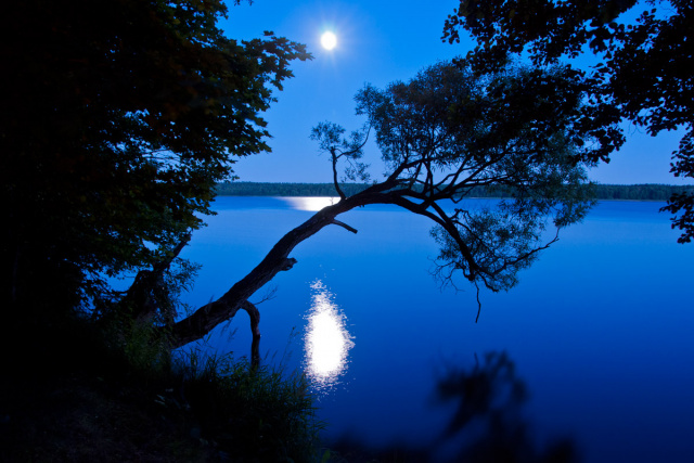 Księżycowa noc nad Jeziorem Jeziorak